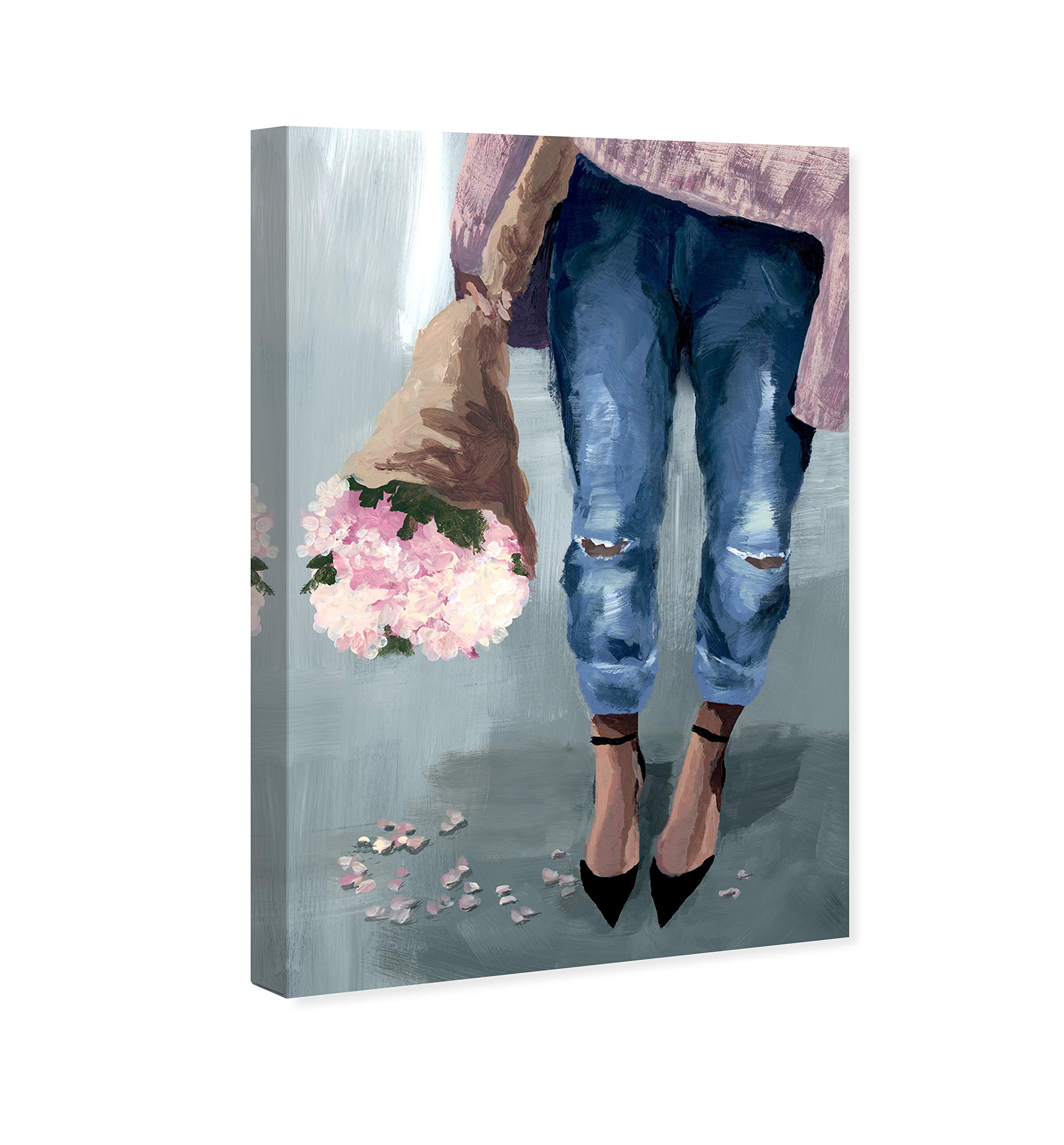 Falling Flowers Floral Wall Art Canvas Print - Pink & Blue Home Decor by Oliver Gal Artist Co. | 30