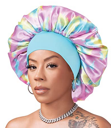 RED BY KISS SILKY STYLEZ Extra Large Tie-Dye Bonnet for Women - Perfect for Nighttime Hair Protection & Natural Hair Care