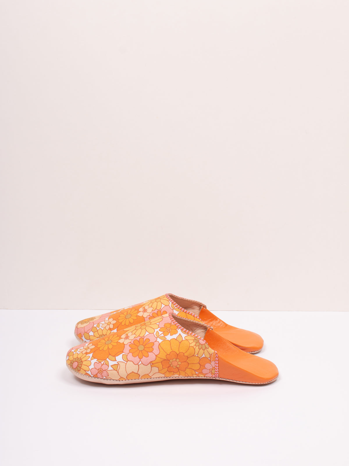 Margot Floral Babouche Slippers for Women - Comfortable Orange Moroccan Style House Shoes - Perfect for Home, Lounge & Indoor Use