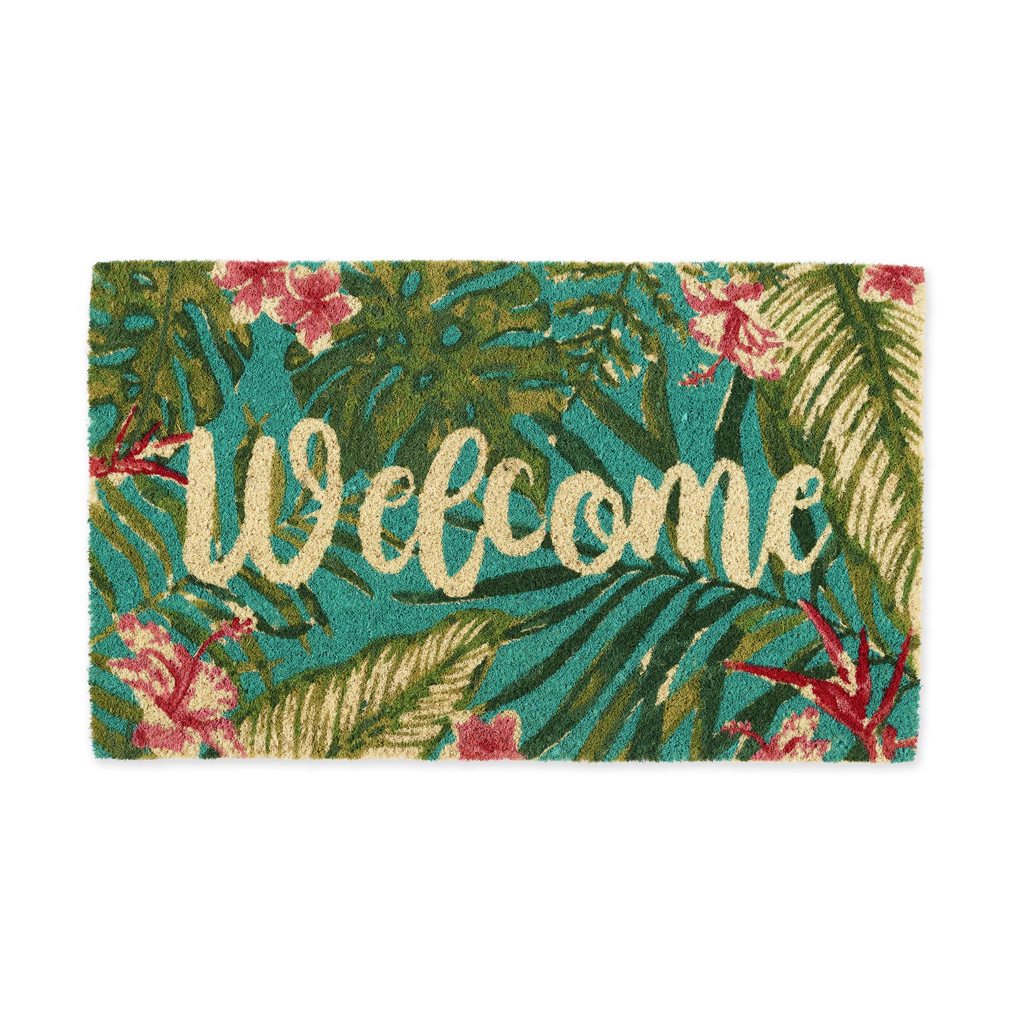 30 Inch Blue and Pink Welcome Doormat - Non-Slip Indoor/Outdoor Entryway Rug for Front Door, Porch, Patio - Perfect for Home, Apartment, Office Decor