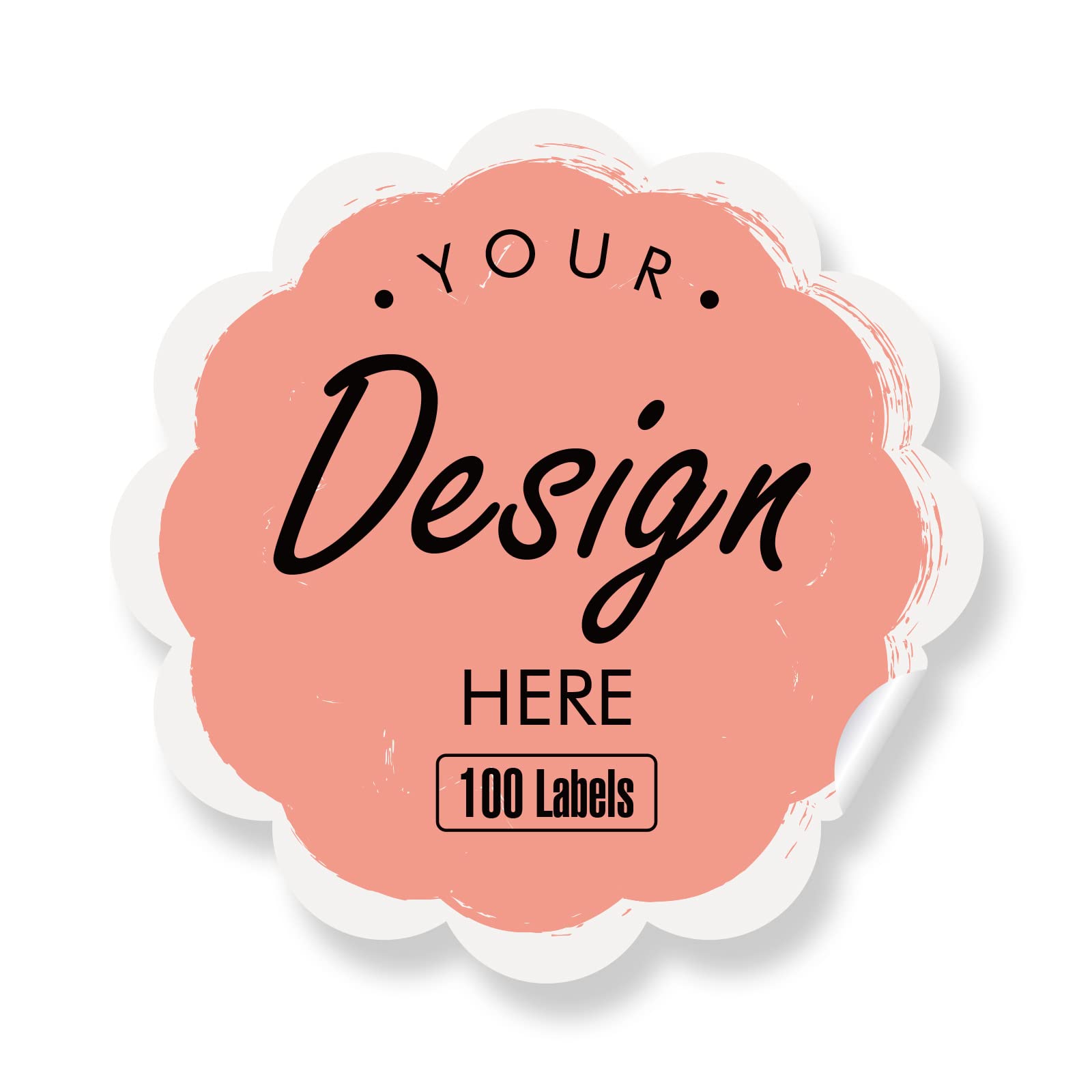 Custom Stickers Personalized Labels - Create Your Own Design with Logo, Text & Images | Business Branding & Thank You Stickers | 100 Scalloped 6x6 Inch Labels for Packaging, Gifts & Product Branding