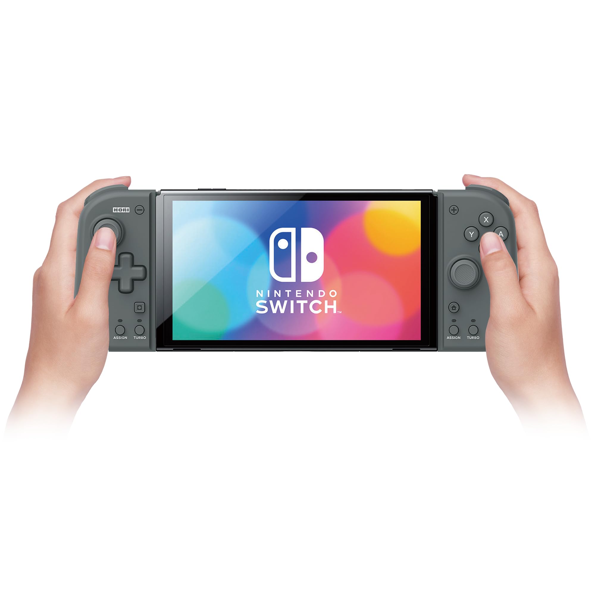 Official Nintendo Licensed HORI Controller Adapter Set with Compact Split Pad (Gray) for Nintendo Switch - Perfect for TV Mode Gaming & On-the-Go Play