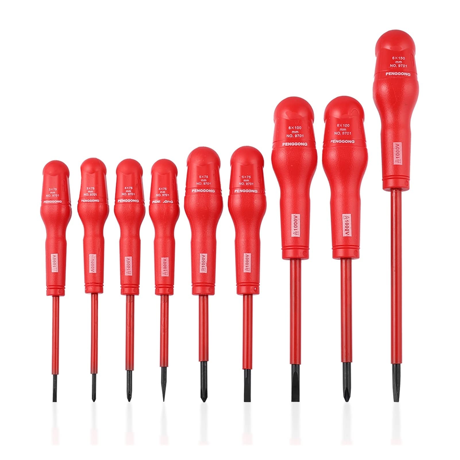 XXYFFS 9-Piece Insulated Screwdriver Set - 1000V High Voltage Electrician Tools with Magnetic Tips for Precision Work - Perfect for Electrical Repairs, DIY Projects, and Professional Use