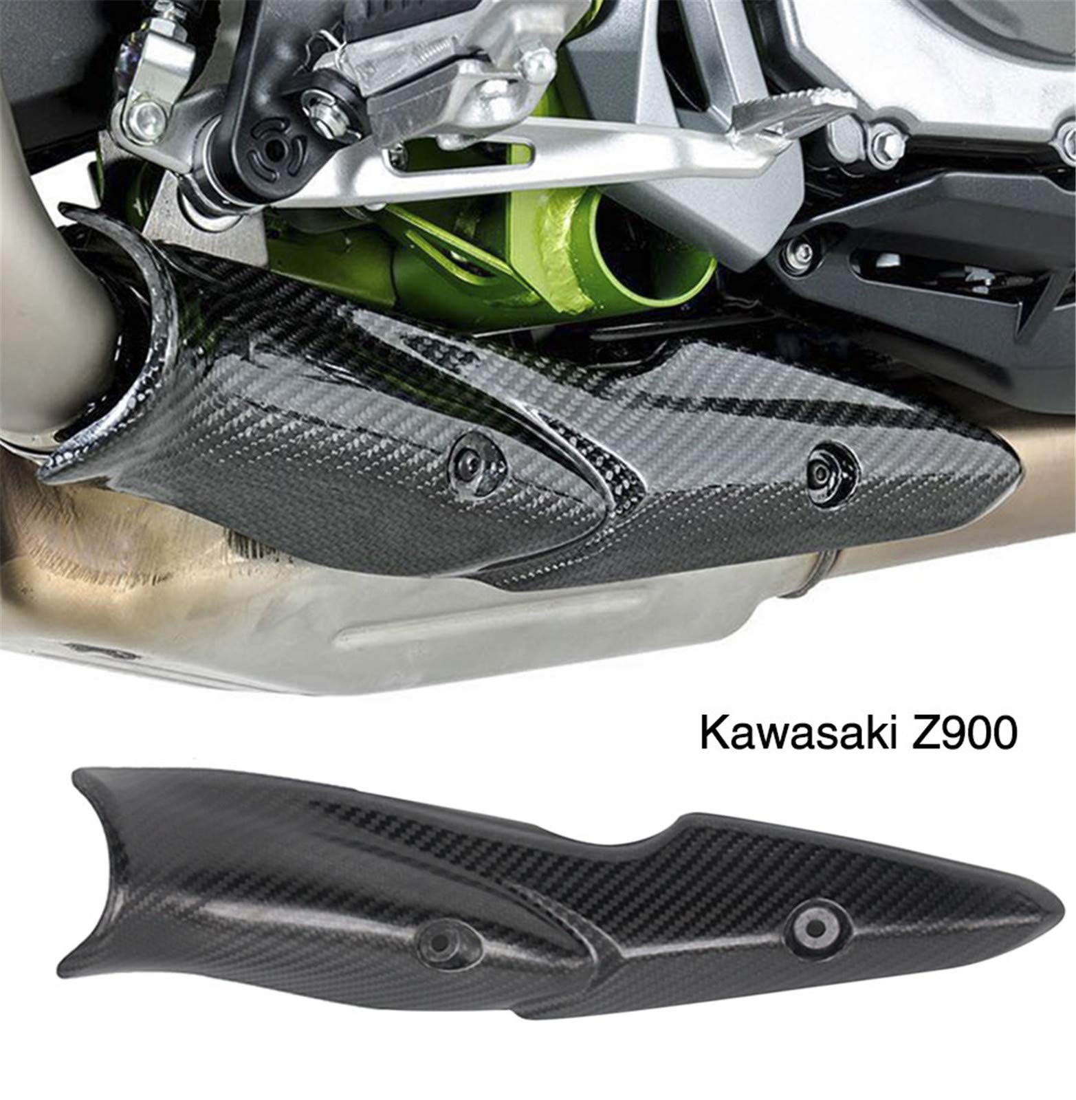 Carbon Fiber Motorcycle Exhaust Heat Shield Protector - Universal Fit for Kawasaki Z900 (2017-2020 Models) | High-Temp Insulation Cover | Perfect for Street Riding & Performance Upgrades
