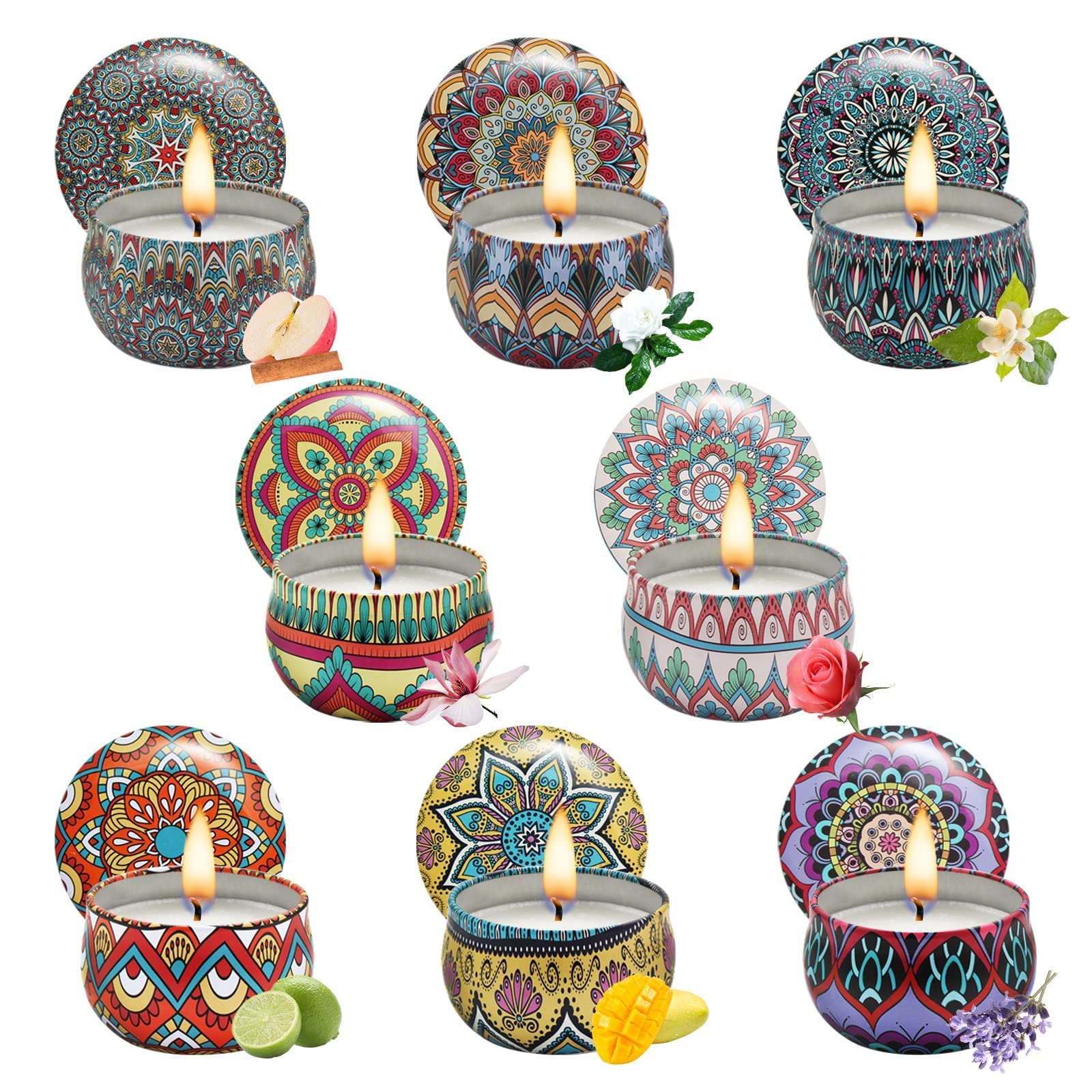 8 Pack Aromatherapy Soy Candles - Natural Stress Relief Scented Candles 2.5oz for Home, Valentine's Day, Christmas & Holiday Decor | Perfect for Relaxation, Romantic Gifts & Party Decorations