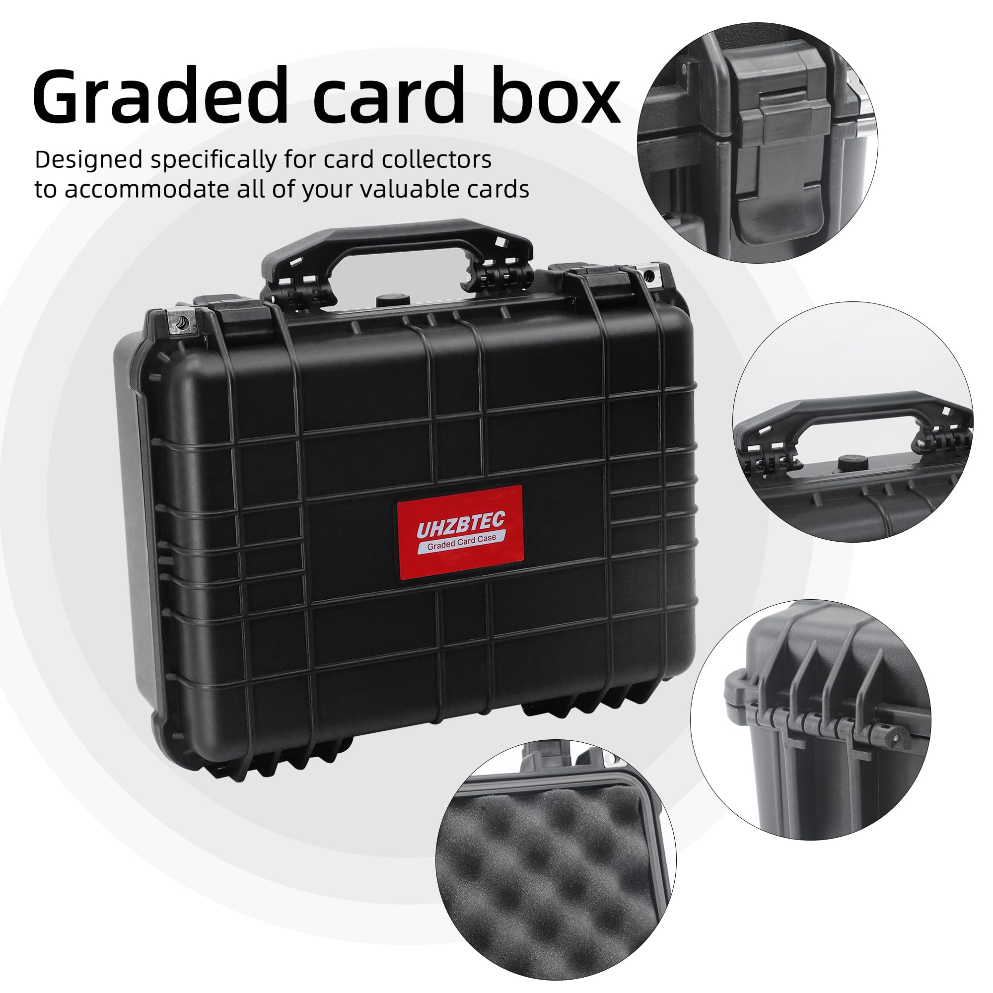 UHZBTEC Waterproof Graded Card Storage Box - Airtight Sports Card Protector for PSA BGS FGS Trading Cards | 3-Row Design Holds 120+ Cards | Perfect for Zion, Basketball & Baseball Card Collectors | Ideal for Display, Storage & Travel Protection