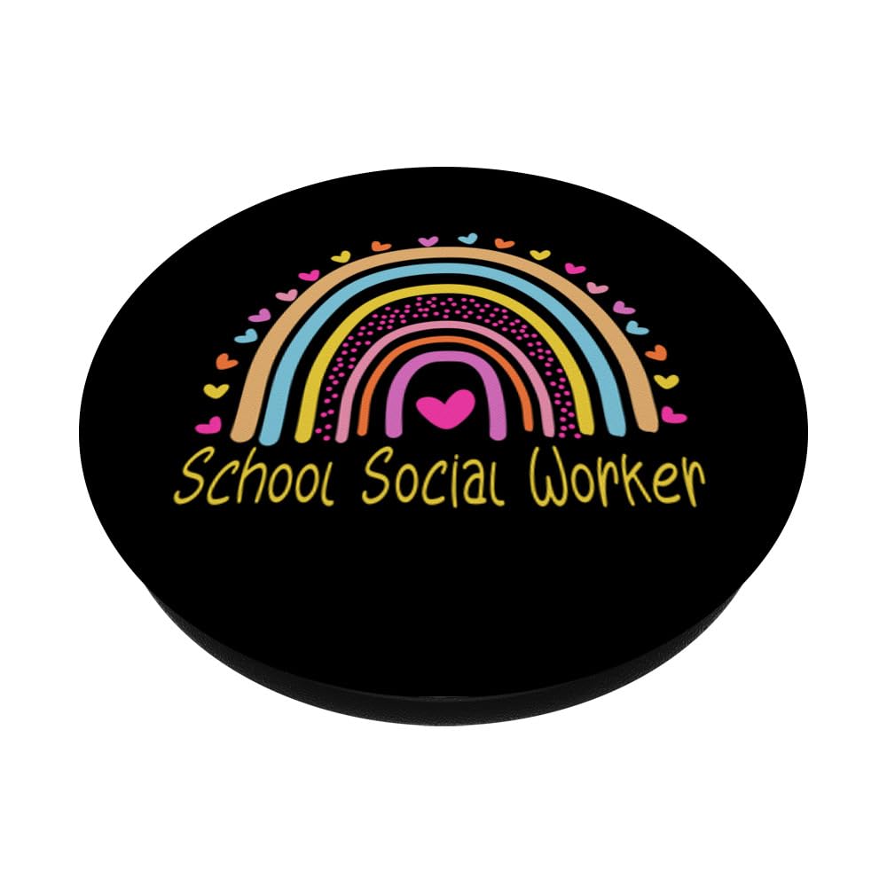 Rainbow PopSockets Adhesive PopGrip for School Social Workers - Swappable Phone Grip & Stand for iPhone, Samsung - Perfect for Classrooms, Therapy Sessions & Daily Use