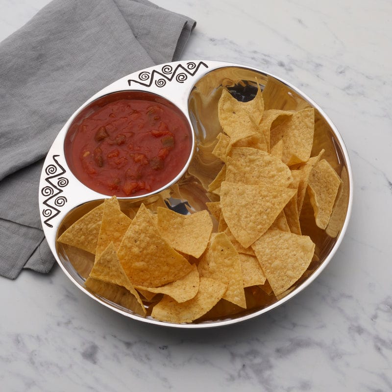 Reggae Small Chip and Dip Set - Perfect for Parties, Snacks & Entertaining - Durable Ceramic Bowl with Serving Tray for Chips, Salsa, Dips & Appetizers