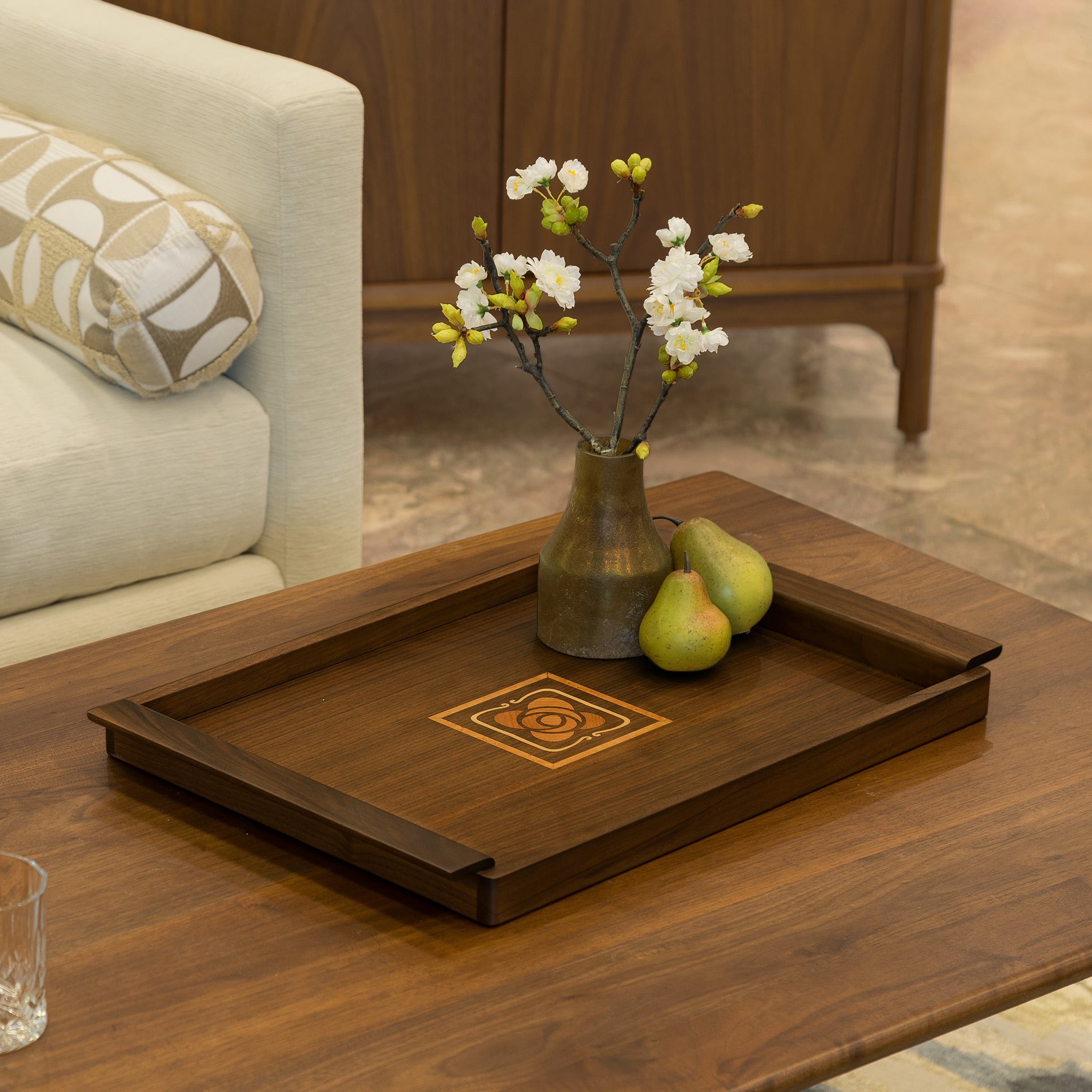 Mission Rose Serving Tray - Elegant Wooden Tray for Coffee, Breakfast, and Home Decor | Perfect for Dining, Entertaining, and Gift Giving