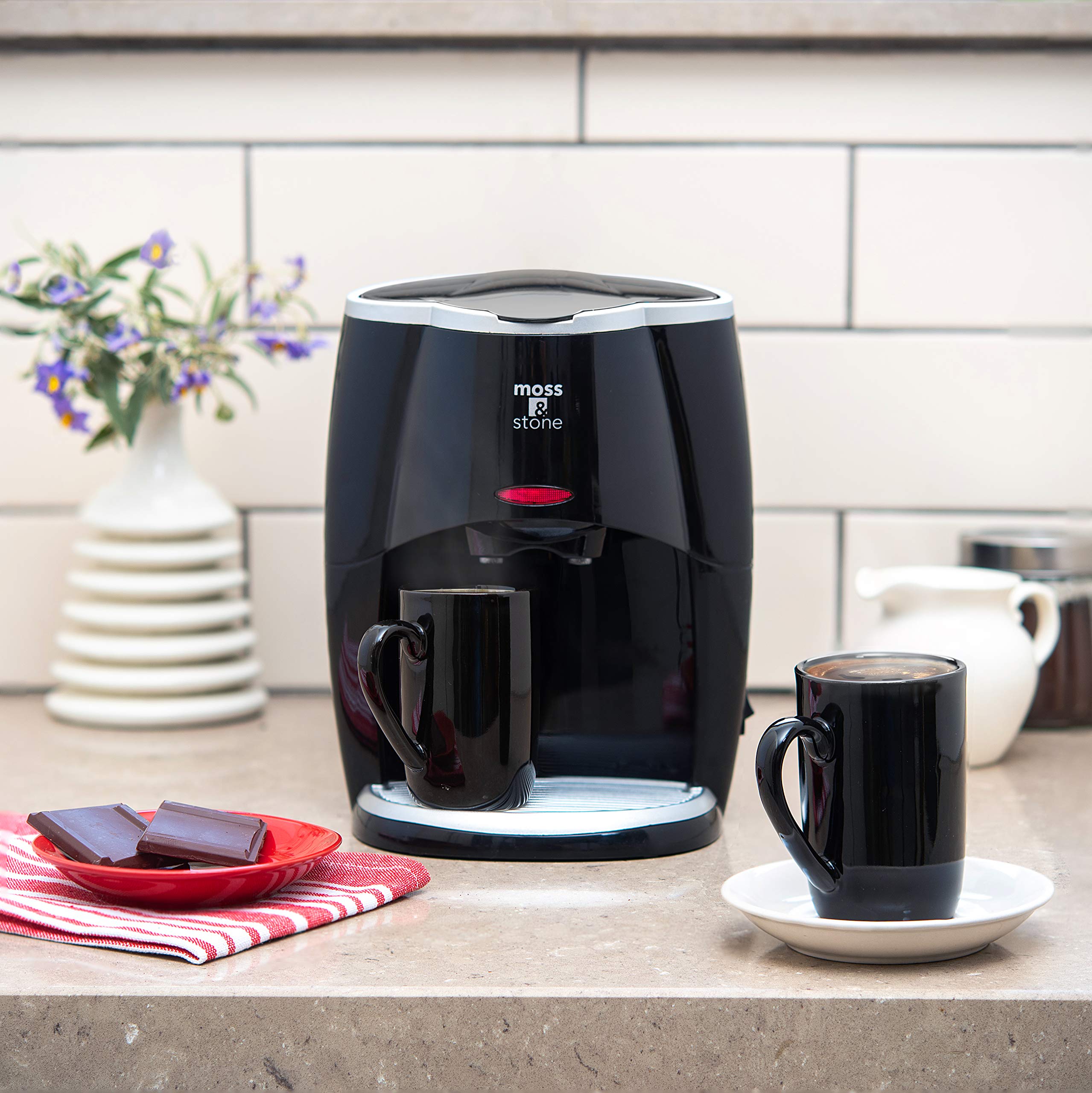 Mini Drip Coffee Maker with 2 Glass Mugs (5 oz) - Compact Coffee Pot for Home, Office & Travel - Perfect for Single Serve Brewing & Small Spaces