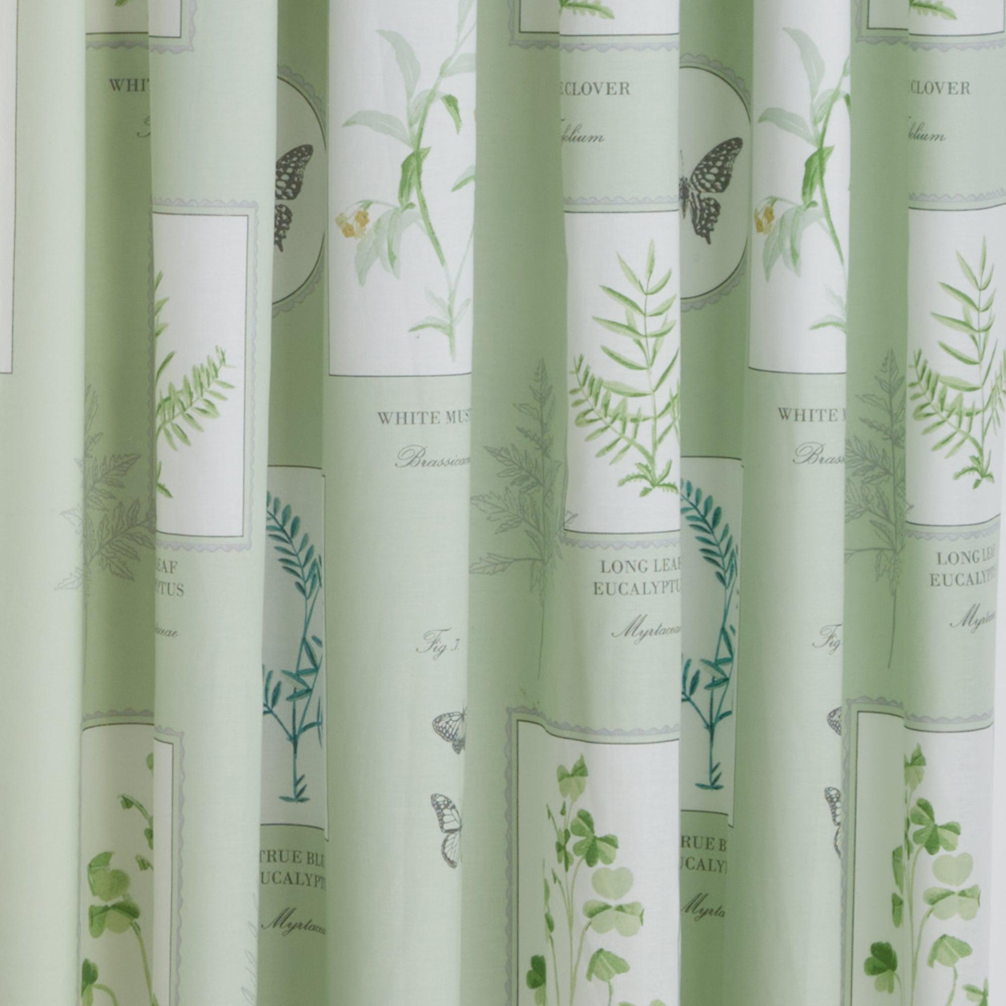 Dreams & Drapes Floral Garden Pencil Pleat Curtains - Green Botanical Print Window Treatments for Living Room & Bedroom Decor