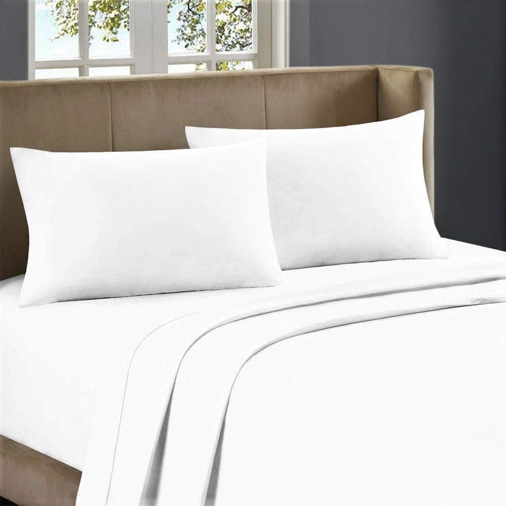 400-Thread-Count 100% Egyptian Cotton Queen Size Bed Sheet Set - 4 Piece White Luxury Sheets with Sateen Weave & Deep Pocket (Fits Up to 10