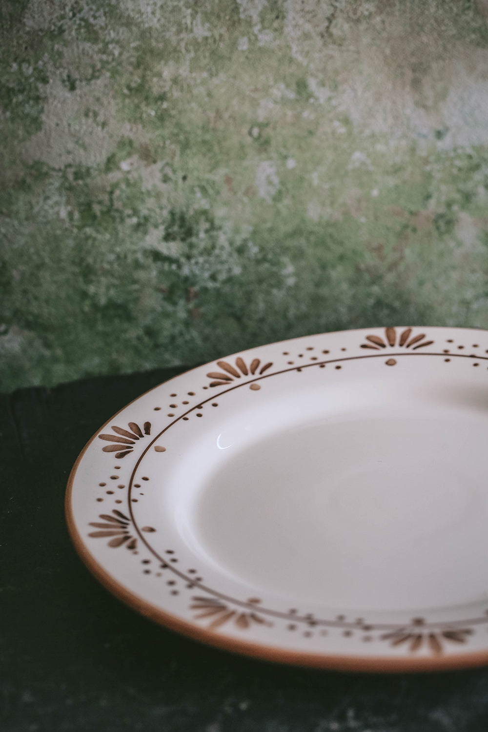 Hand Painted Ceramic Plate with Brown Floral Design - Elegant Dinnerware for Home Decor, Wedding Gifts & Special Occasions