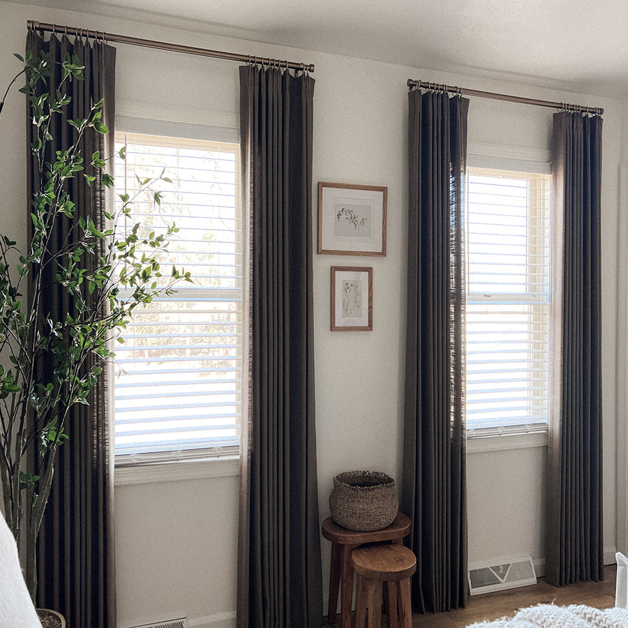 Pinch Pleated Blackout Curtains - 100% Linen Natural Tapioca Custom Drapes for Living Room & Bedroom | Noise Reducing & Thermal Insulated Window Treatments for Modern Home Decor