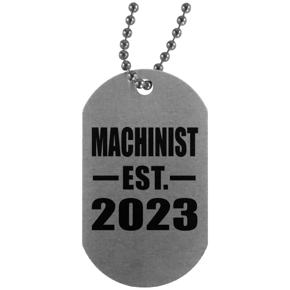 Silver Dog Tag Military ID Pendant Necklace for Men & Women - Personalized Engraved Gift for Retirement, Graduation, Birthday, Anniversary - Perfect for Veterans, Friends, Colleagues, Boss (EST. 2023) | Great for Christmas, Thanksgiving & Special Occasions