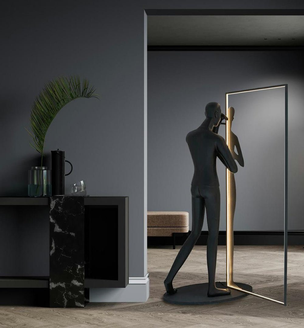 Modern Mirror Sculpture Floor Lamp - Elegant Home Decor for Living Room, Bedroom & Office - Adjustable Brightness & Energy Efficient LED Lighting
