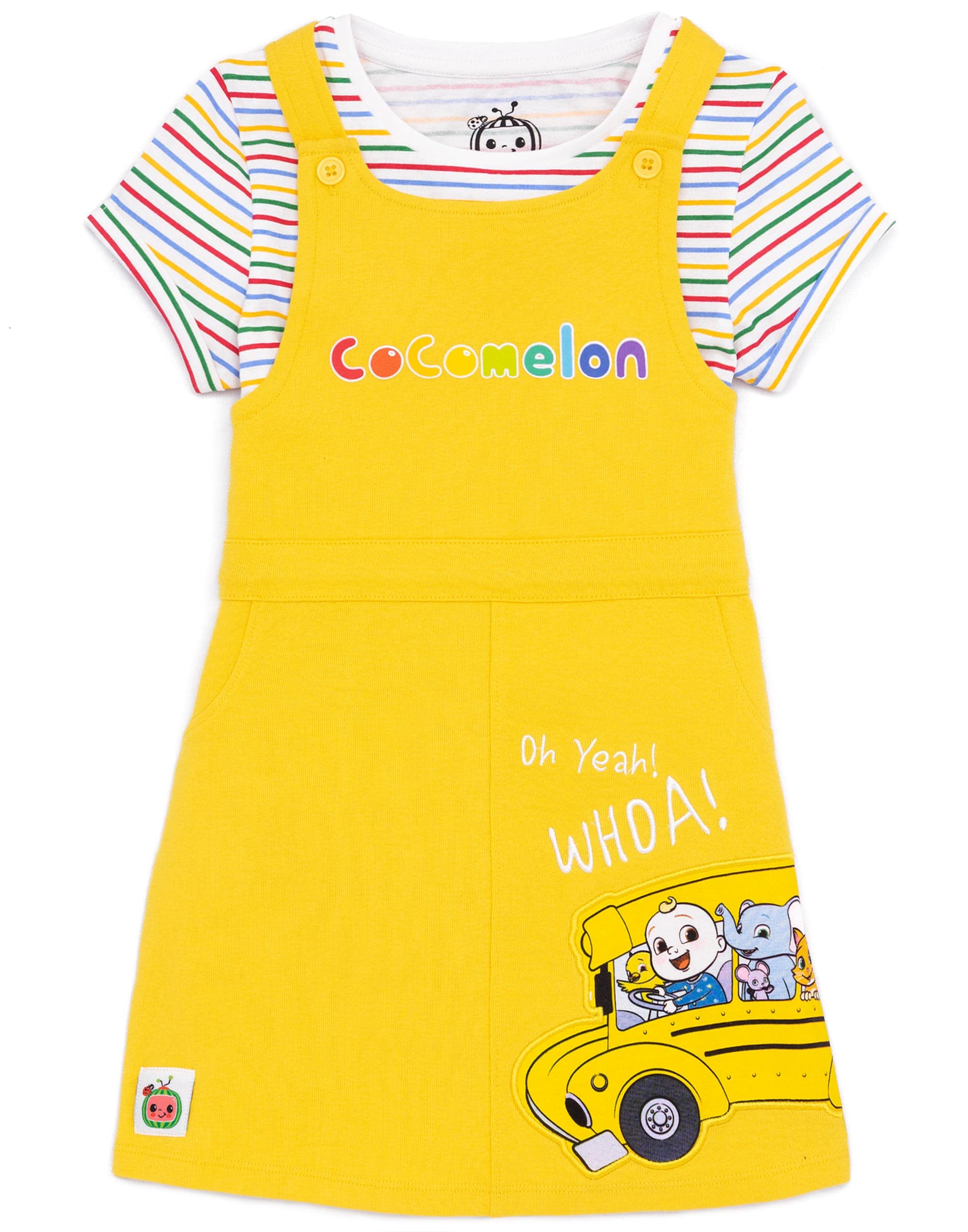 CoComelon Pinafore Dress for Girls - Cute Toddler Dungaree Outfit with T-Shirt | Perfect for Playtime, Birthday Parties & Family Photos