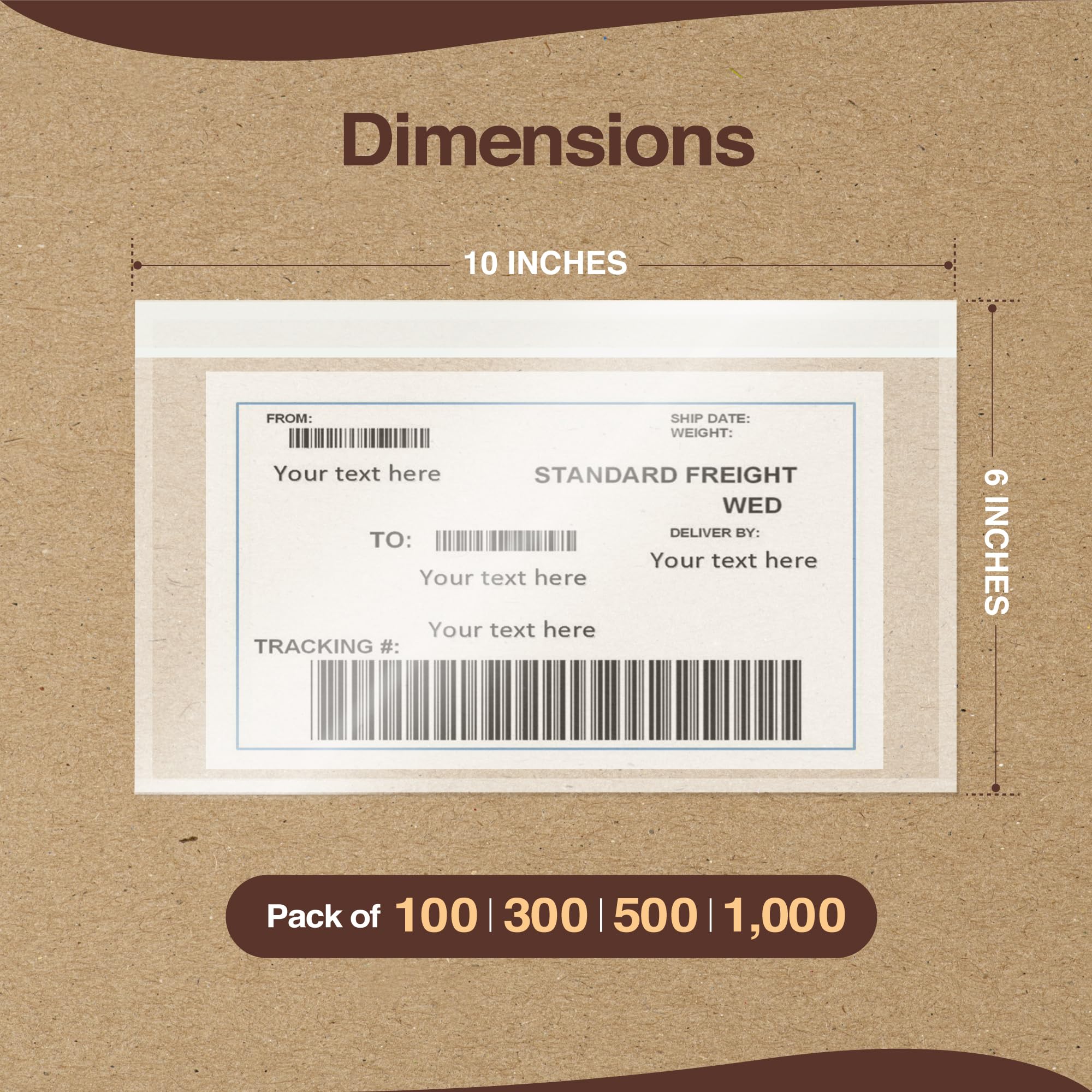 500 Pack 6x10 Shipping Label Sleeves with Strong Adhesive - Waterproof & Durable Document Protectors for Secure Mailing & Packaging | Ideal for E-commerce, Office Mailings & Business Shipping Needs