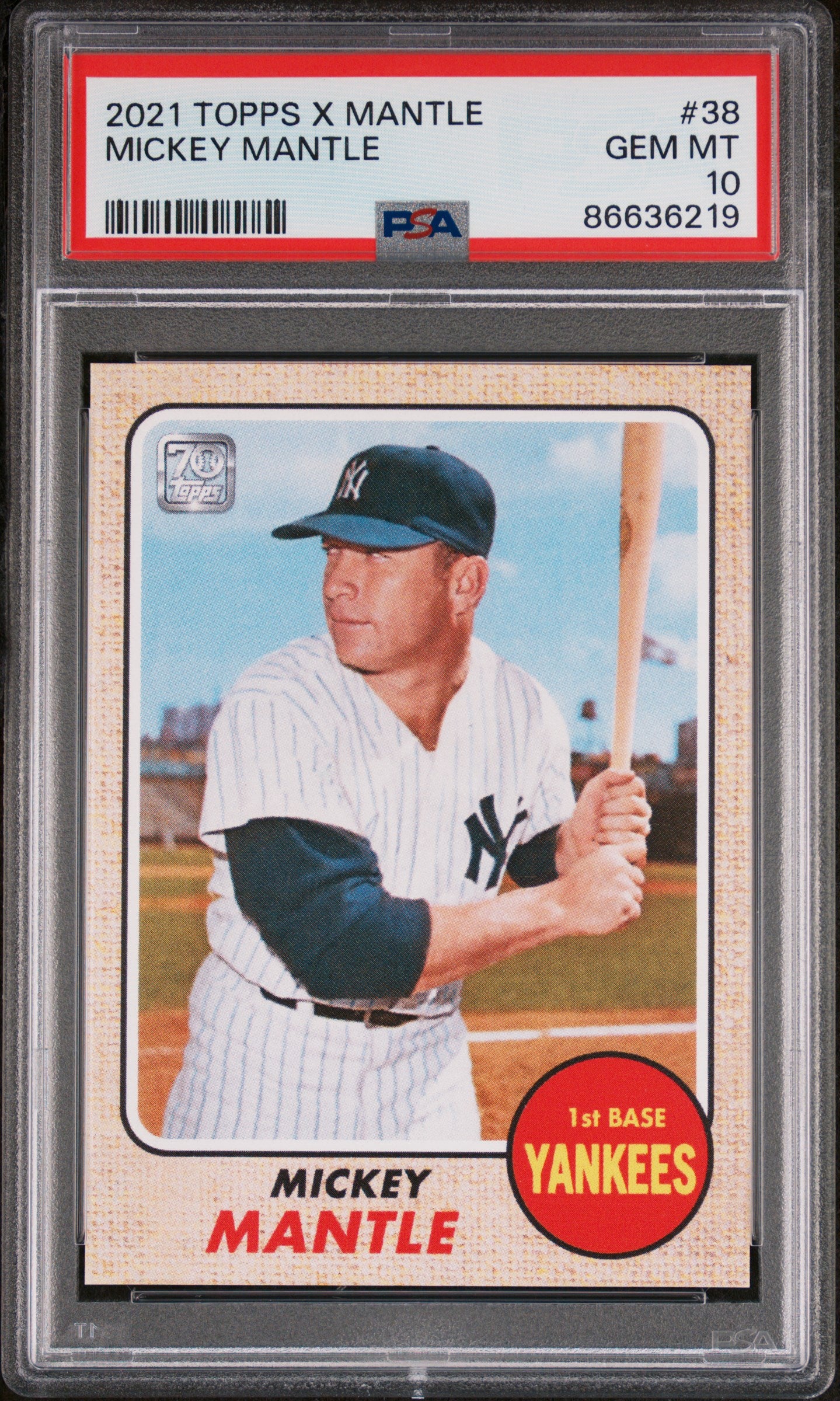 2021 Topps Mickey Mantle Collection #38 PSA 10 Gem Mint Baseball Card - Perfect for Collectors, Investors & Sports Memorabilia Displays