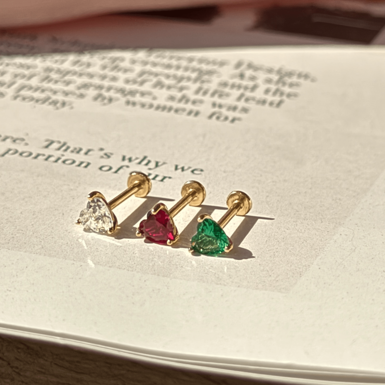 14K Solid Yellow Gold Emerald Heart Stud Earrings for Women - Perfect for Valentine's Day Gifts, Anniversary Presents & Everyday Elegance
