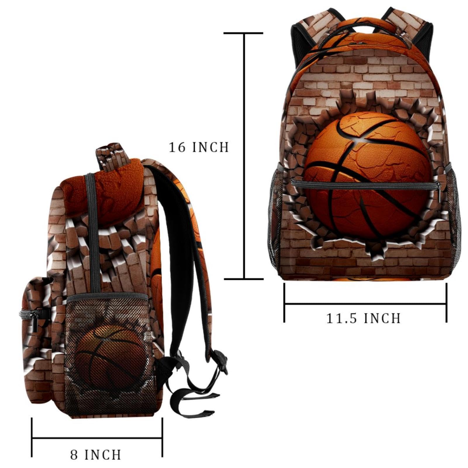 Stylish Travel Backpack for Women & Men - Durable Basketball Wall Texture Design - Perfect for Gym, School, Work & Outdoor Adventures