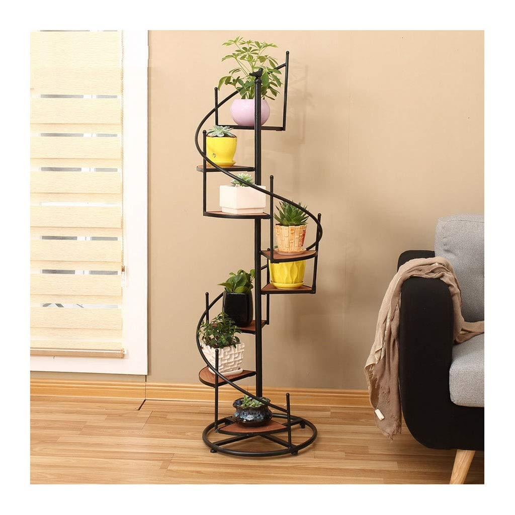 LYQZ 8-Tier Wrought Iron Spiral Staircase Plant Stand - 123cm Retro Indoor Flower Display Shelf for Home Decor, Living Room, Balcony & Garden
