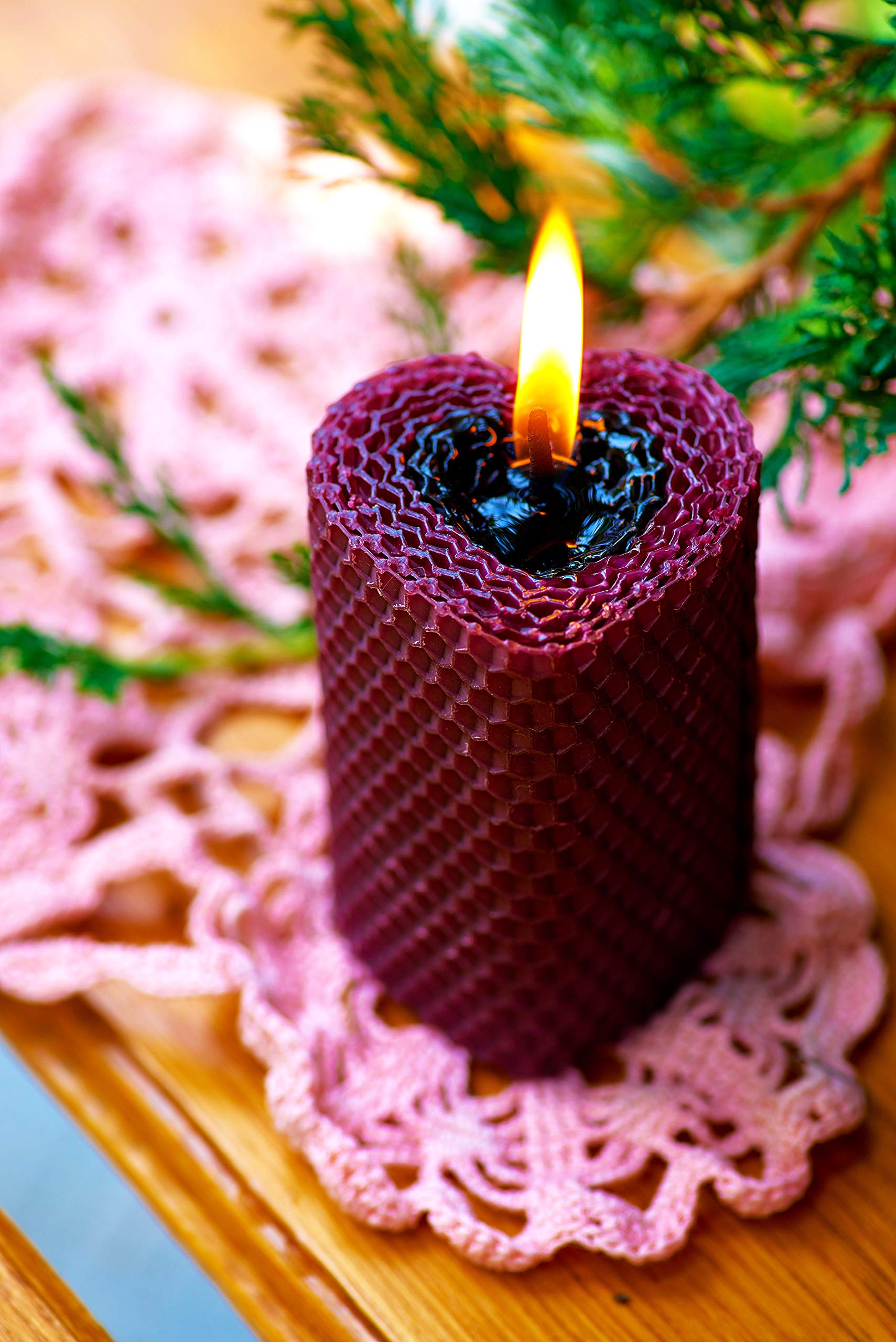 Purple and Black Beeswax Heart Candles Set - 2 Honey Scented Pillar Candles (3.34×2.16 in) for Romantic Gifts, Home Decor, Wedding Centerpieces & Valentine's Day - Handmade in Ukraine