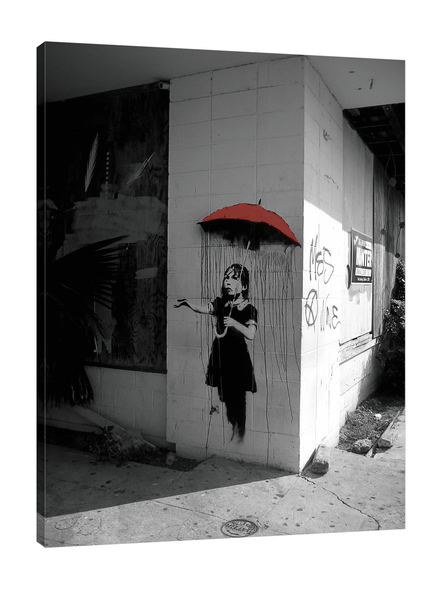 Jaxson Rea Red Umbrella Girl Gallery Wrapped Canvas Art Print - 24x32 Inch Modern Wall Decor for Living Room, Bedroom & Office