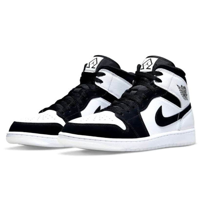 Air Jordan 1 Mid Diamond Black White Sneakers - Men's Basketball Shoes for Casual Wear & Street Style Fashion