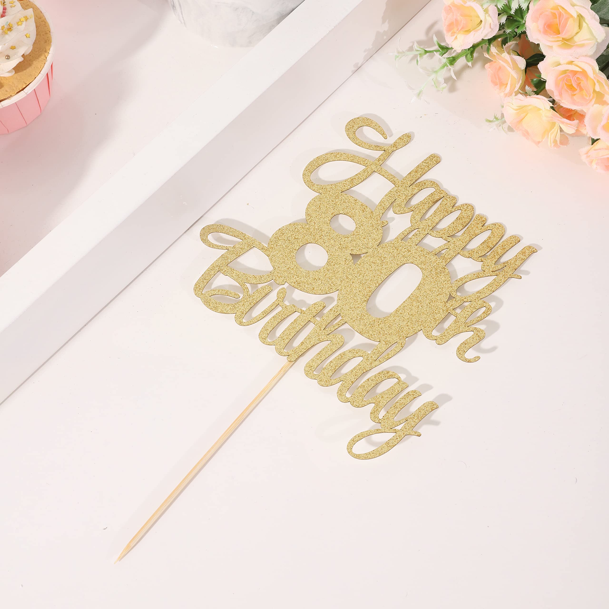 80th Birthday Cake Topper Gold - Elegant 80th Anniversary Cake Decorations for Women & Men | Perfect for Milestone Birthday Parties, Retirement Celebrations & Golden Anniversary Events