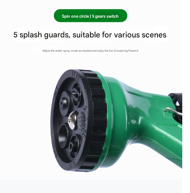 10m Retractable Spring Garden Hose with 5 Function Spray Gun - EVA Burst Proof Watering Hose for Car Washing, Lawn Care & Outdoor Cleaning - Flexible Expandable Hose for Yard, Patio & Home Use