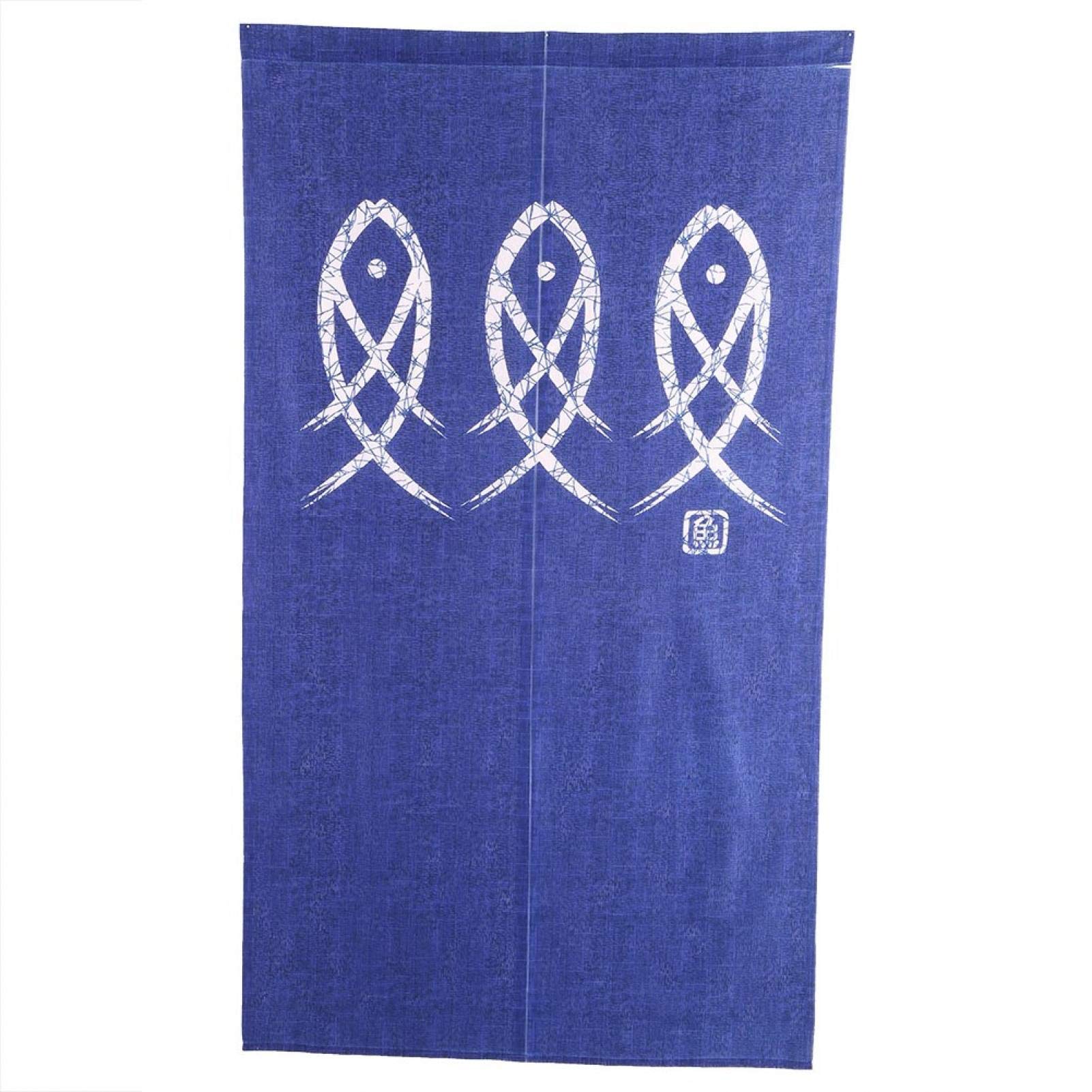 Japanese Fish Printed Noren Door Curtain - Ukiyoe Style Hanging Tapestry for Home & Kitchen Decor, Feng Shui Entrance Way, Perfect for Living Room, Bedroom or Restaurant Partition