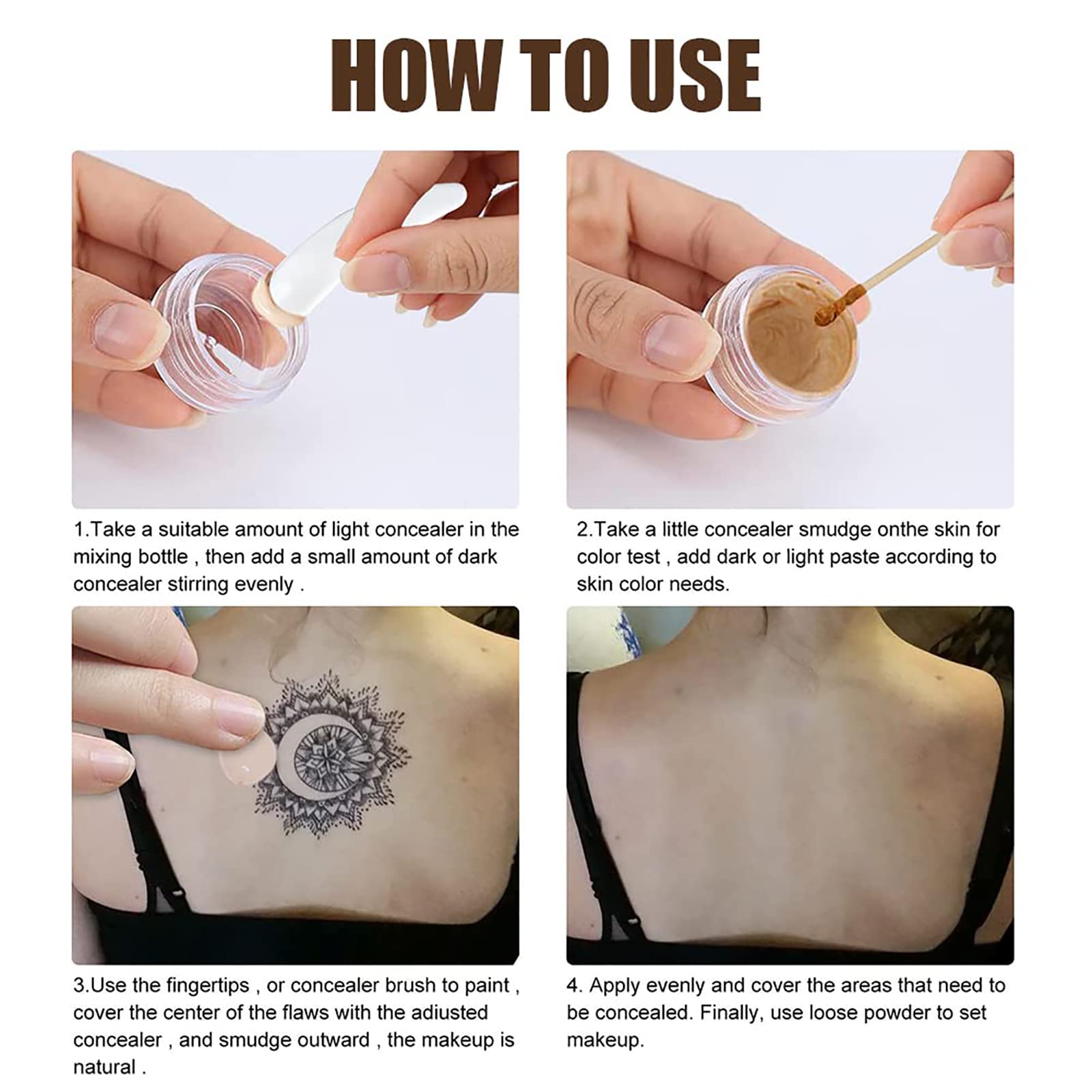 Waterproof Tattoo Concealer & Body Makeup - Full Coverage for Dark Spots, Scars, Birthmarks, Vitiligo & Varicose Veins | Long-Lasting Leg Makeup Foundation (Dark Color) | Perfect for Weddings, Beach Days & Professional Events