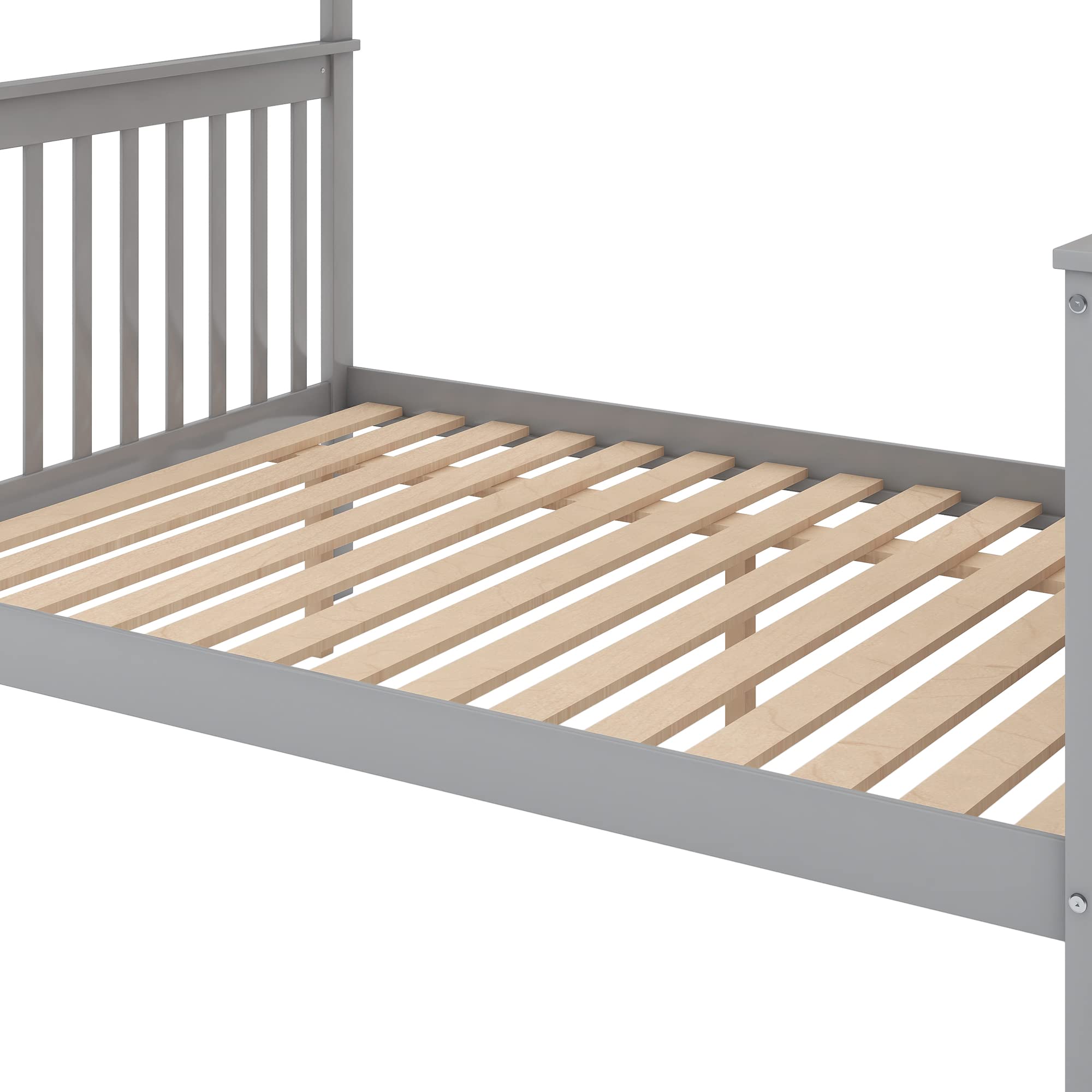 Harper & Bright Designs Twin Over Full Bunk Bed with Stairs & Storage - Convertible to 2 Separate Beds, Solid Wood Frame, Space-Saving Grey Kids Bedroom Furniture for Small Rooms & Shared Spaces