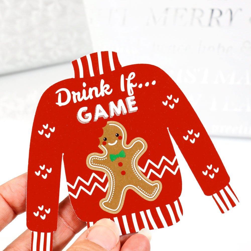 Big Dot of Happiness Christmas Drink If Game - Fun Ugly Sweater Party Card Game for Adults (24 Count) | Perfect for Holiday Gatherings, Office Parties & Family Game Nights