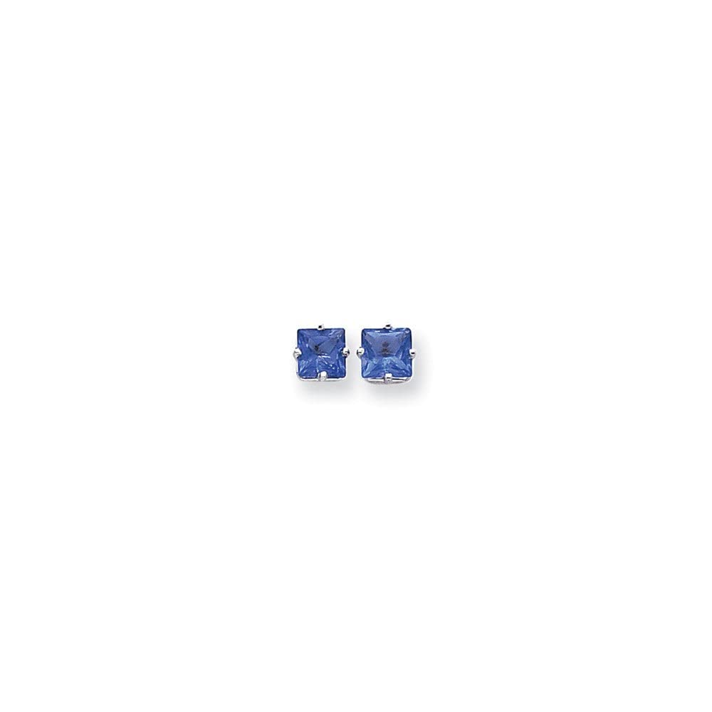 14K White Gold 6mm Princess Cut Tsavorite Stud Earrings for Women | Elegant Green Gemstone Jewelry Gift for Birthday, Anniversary & Special Occasions | Perfect for Parties, Weddings & Evening Events