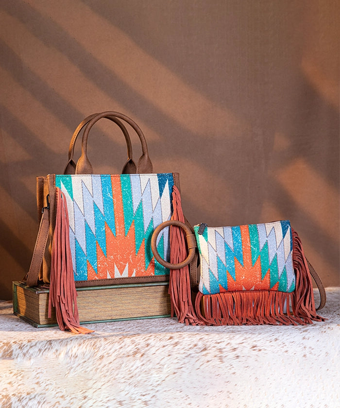 Montana West Southwestern Fringe Concealed Carry Tote Bag Set - Stylish & Functional Purse for Women | Perfect for Everyday Use, Travel & Concealed Carry