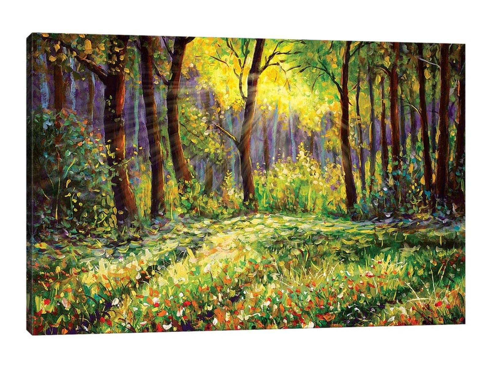 TIMUBA Abstract Fall Forest Canvas Wall Art - Gold Yellow Nature Landscape Painting for Living Room Decor (28x40 Inches) | Perfect for Home, Office & Bedroom Wall Decor