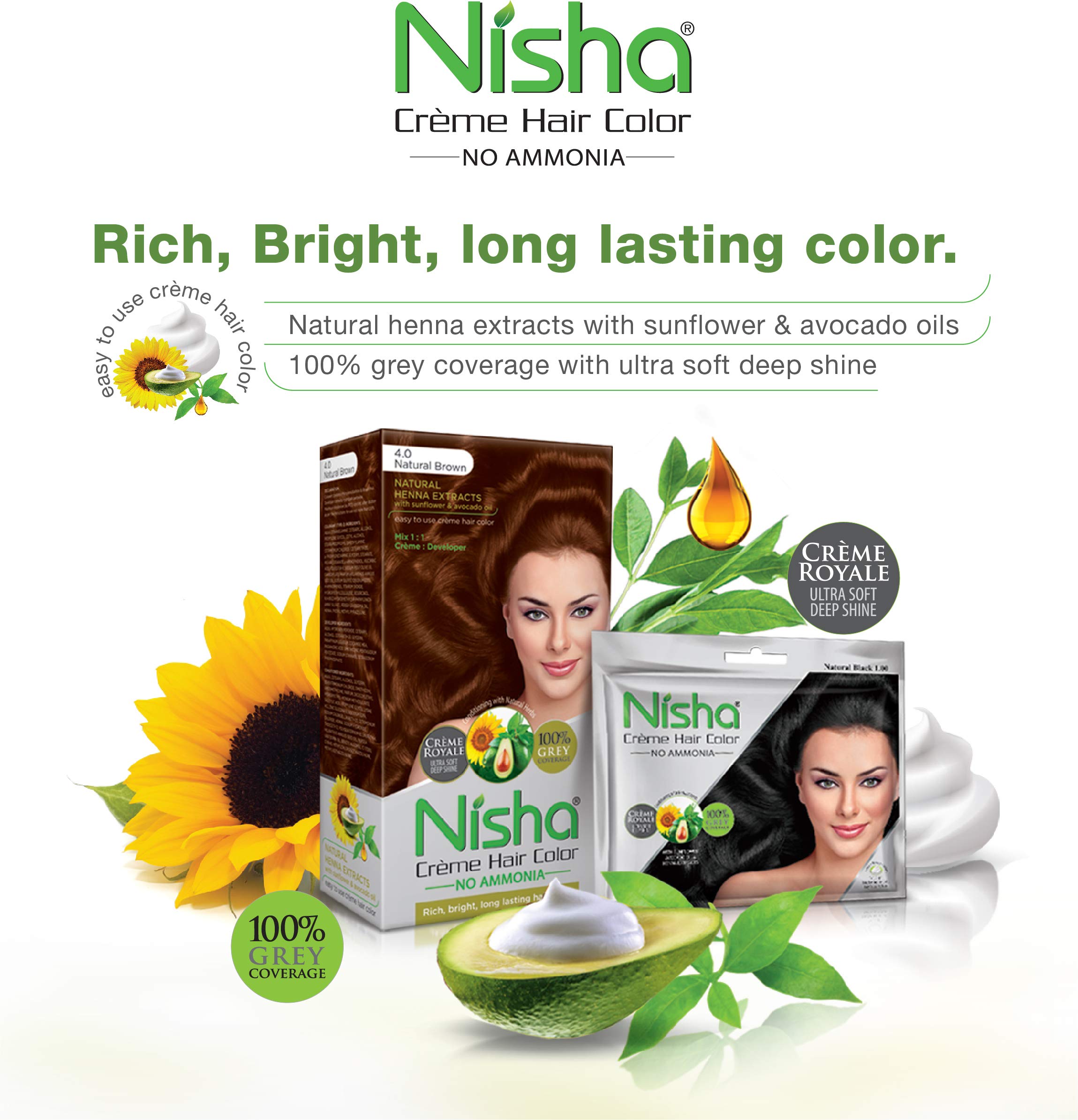 Nisha Creme Hair Color - Permanent Burgundy Hair Dye with Natural Henna Extract | 100% Grey Coverage, Ammonia-Free, Silky & Shiny Results (60g + 60ml) | Perfect for At-Home Hair Coloring, Salon-Quality Results, and Vibrant Long-Lasting Color