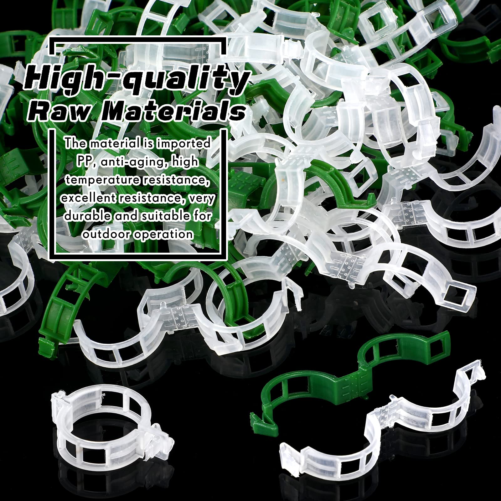 400-Piece Plastic Garden Plant Support Clips - Tomato, Grape Vine & Cucumber Clips - Vegetable Trellis Clips for Upright Growth (White & Green) - Perfect for Home Gardens, Greenhouses & Vertical Farming