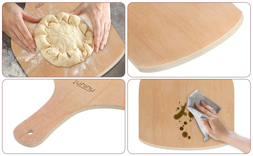 2 Pack 12 Inch Wooden Pizza Peel Set - Large Pizza Paddle for Oven, Stone, Grill & Baking Bread | Perfect for Home Kitchen, Outdoor BBQ & Restaurant Use