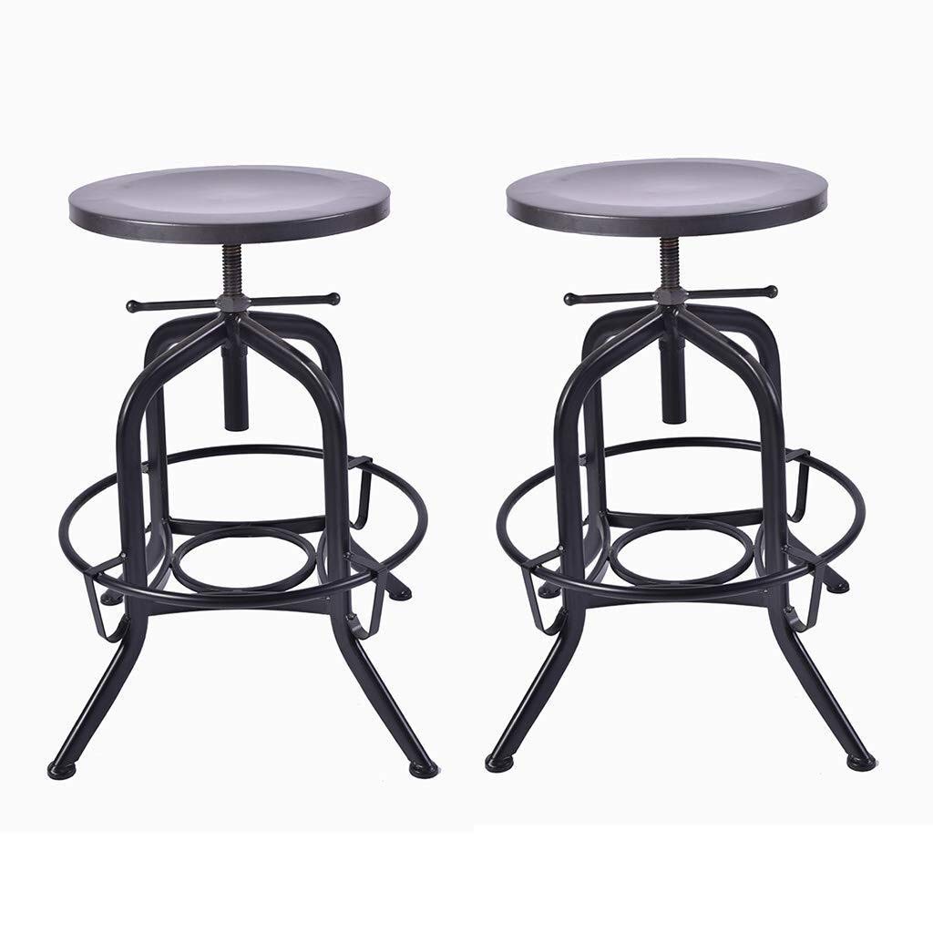 NUBAOzy Industrial Vintage Bar Stool - Adjustable Height 60-75cm, Wrought Iron Counter Chair with Swivel Seat for Kitchen Island, Coffee Shop & Home Bar - Black (Color: A, Size: 60-75CM) | Perfect for Breakfast Nook, Cafe Decor & Modern Dining Spaces