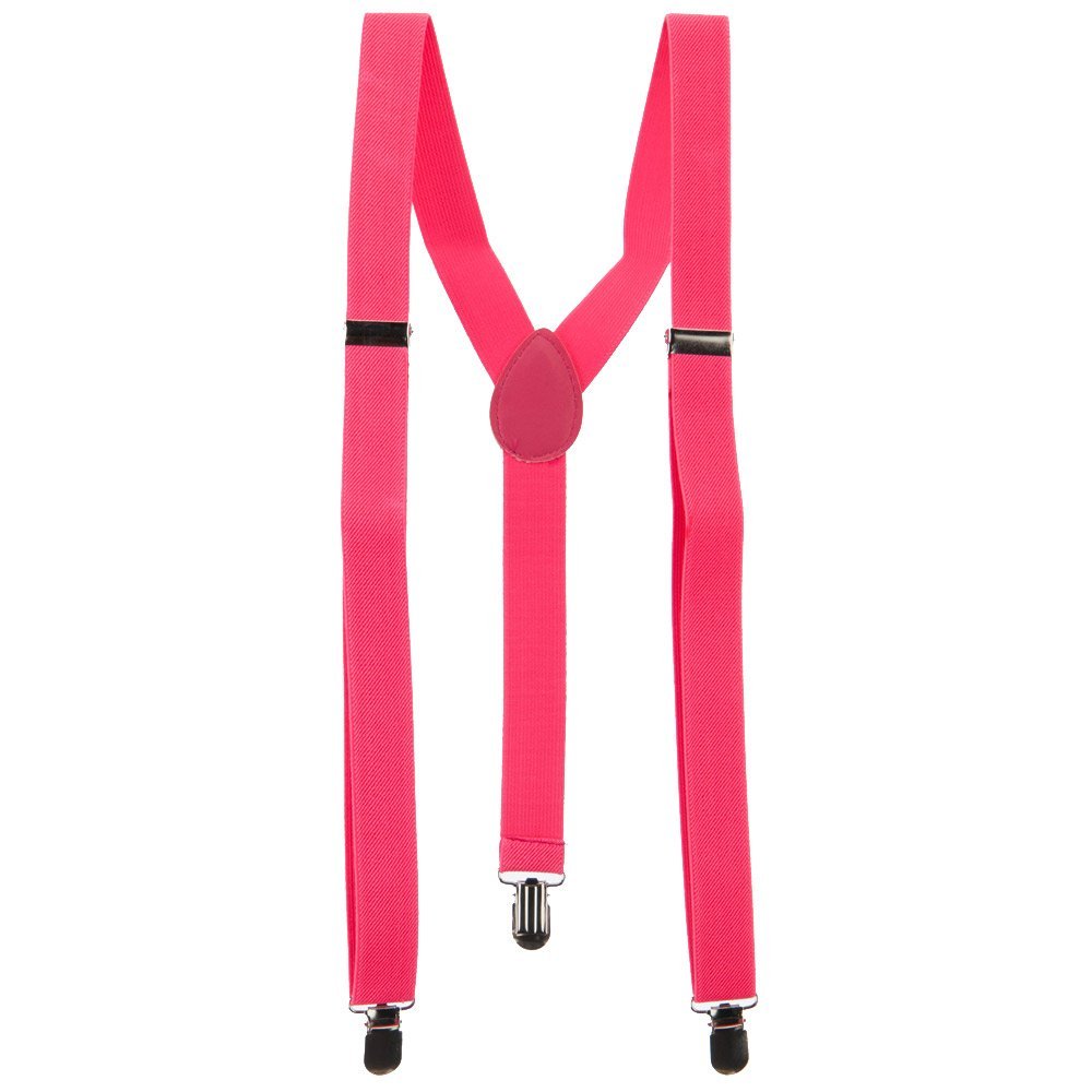 Neon Pink Fashion Suspenders for Men & Women - Adjustable Elastic Straps for Stylish Outfits - Perfect for Parties, Weddings, and Vintage Looks