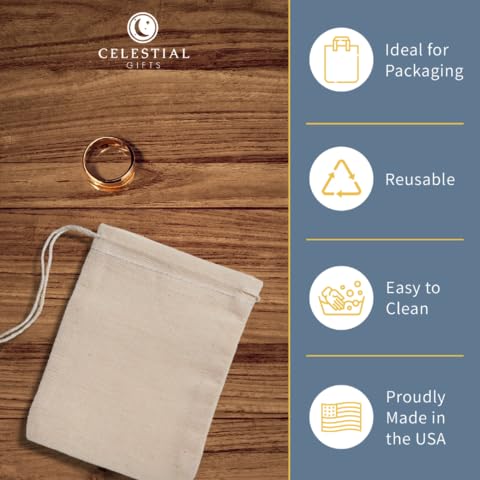 500pcs Small Muslin Drawstring Bags 2.75x4 Inch - 100% Cotton Reusable Tea Bags & Jewelry Gift Pouches - Natural Hem Spice Sachets Made in USA - Perfect for Wedding Favors, Party Gifts & DIY Crafts