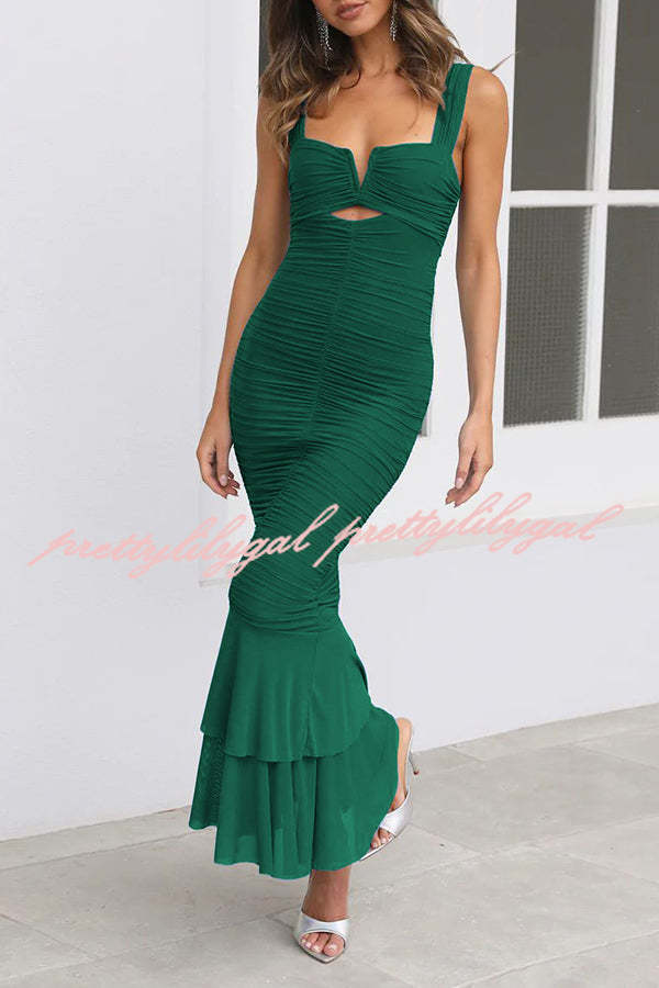 Elegant Solid Color High Waist Pleated Mermaid Dress for Women | Formal Evening Gown & Party Wear | Perfect for Weddings, Prom, Cocktail Parties
