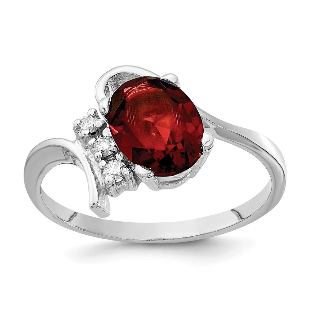 14K White Gold Garnet January Birthstone Diamond Engagement Ring (0.051 CTTW) - Perfect for Proposals, Anniversaries & Special Occasions