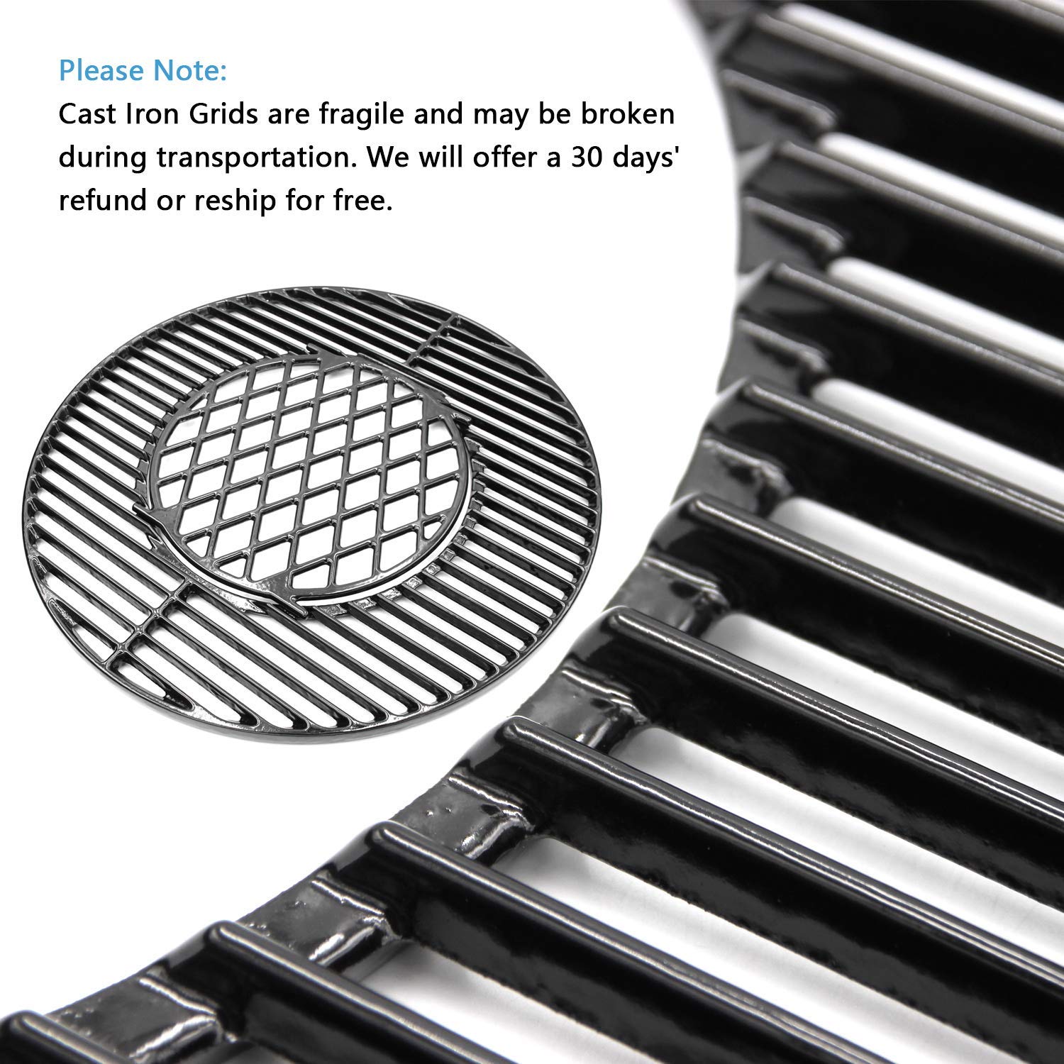 Non-Stick Polished Porcelain Coated Grill Grates for Weber 22