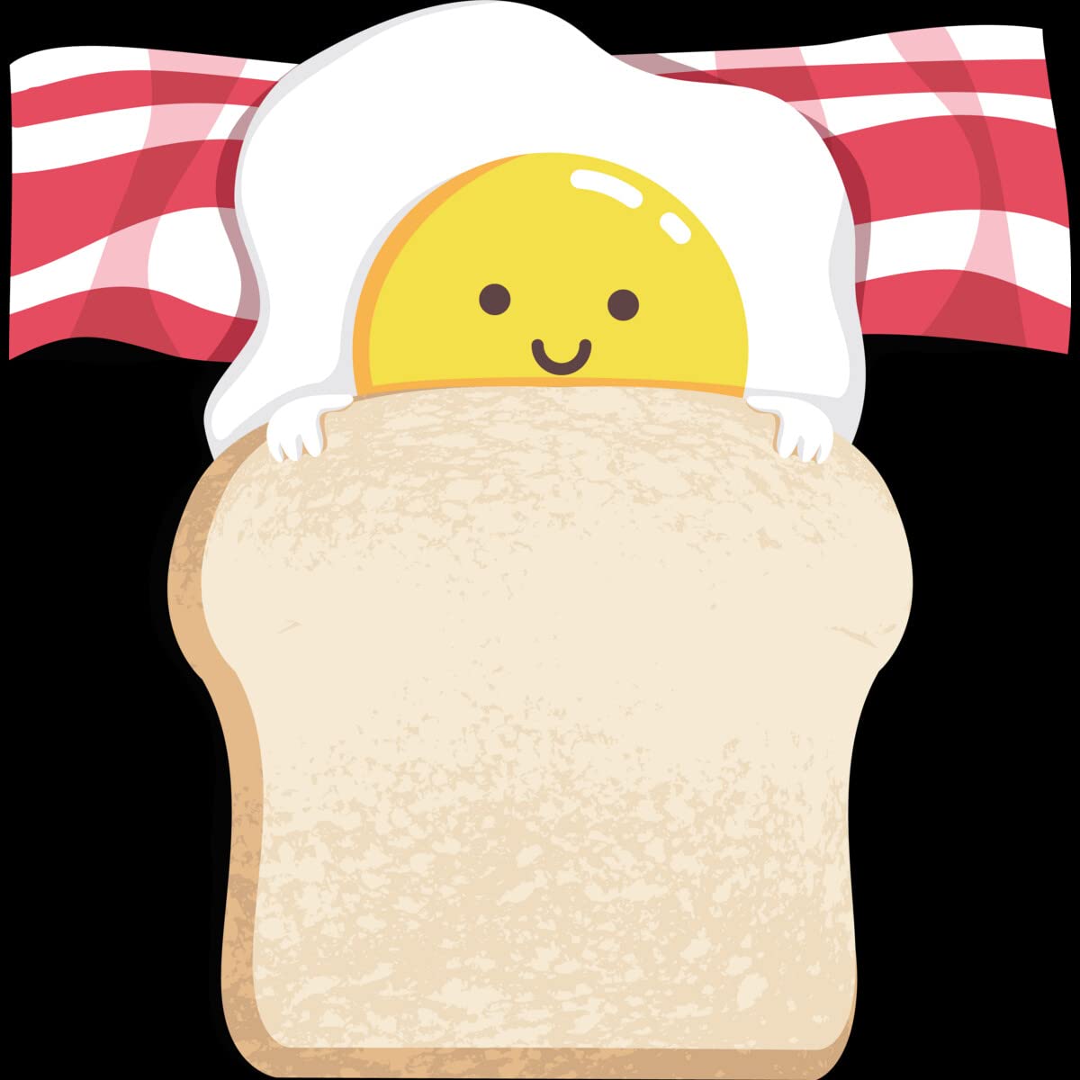 Design By Humans Men's Cute Cartoon Sunny Egg Toast Bacon Graphic T-Shirt - Funny Breakfast Food Tee for Casual Wear & Gifts