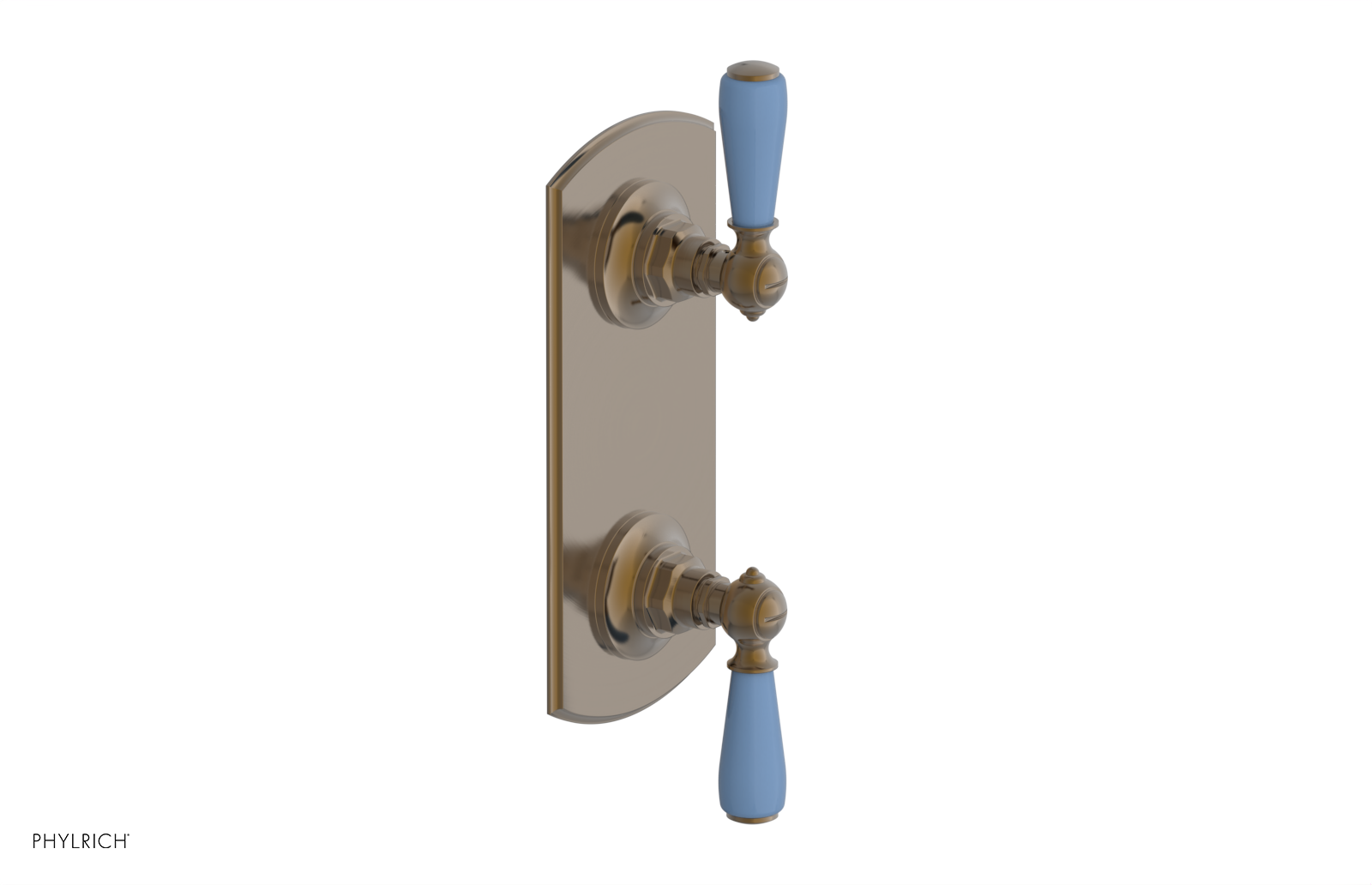 Jamestown Thermostatic Shower Valve with Volume Control & Diverter - Light Blue Accented Bathroom Fixture for Modern Home Renovation & Spa-Like Shower Experience