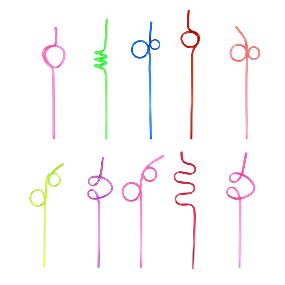 Flexible Plastic Drinking Straws - 10pcs PVC Curly Straws for Smoothies, Milkshakes & Cocktails | Reusable Creative Straws for Kids & Parties